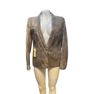 Helmut Lang Taupe Leather Blazer